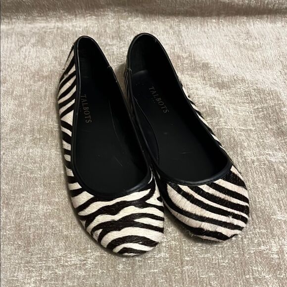Talbots Zebra Print Calf Hair Flats - Picture 1 of 9